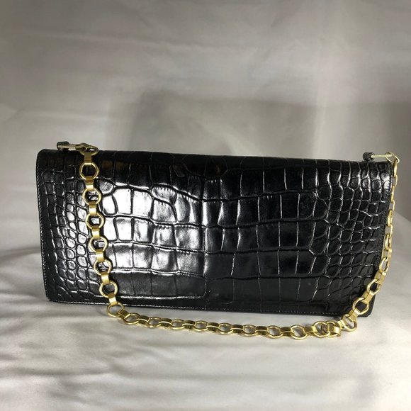 Anne Klein 2 Black Clutch purse with chain strap - Picture 1 of 6